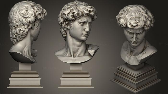 Статуи античные и исторические (Статуя 96 Голова Давида, STKA_1547) 3D модель для ЧПУ станка